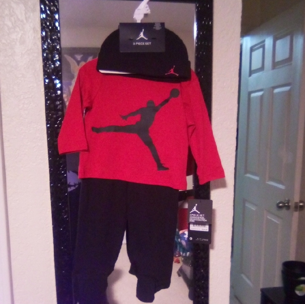 Jordan Kids Red and Black Matching Set